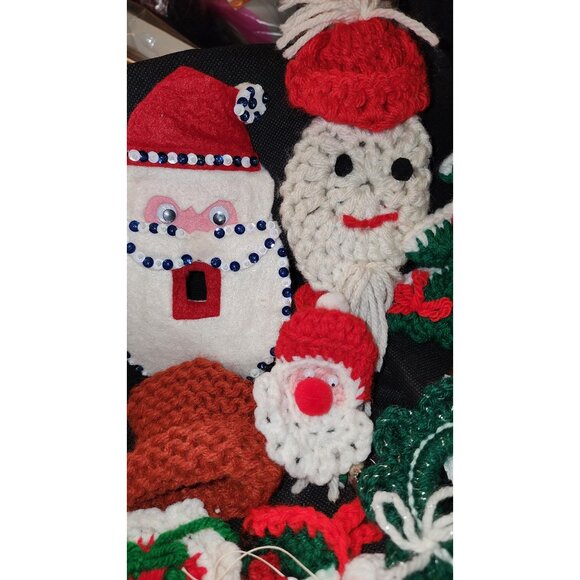 Crocheted Christmas Ornaments Set Of 28 Handmade Decor Wreaths Santa Stockings T - Picture 6 of 13